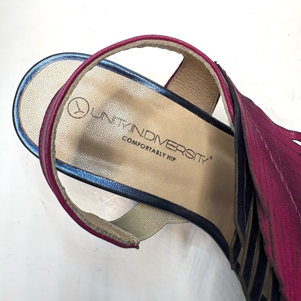 Unity in Diversity Hippolyta Magenta Heeled Slingback Botanical Sandals | 37 - Picture 7 of 10